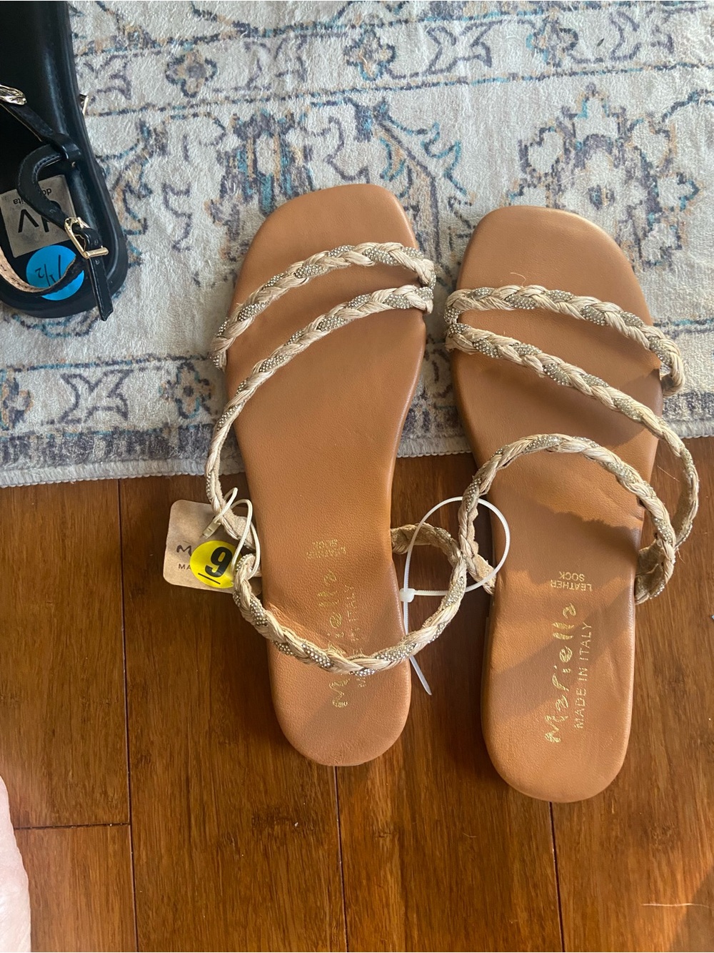 MARELLA Tan Braided-Strap Slide Sandals